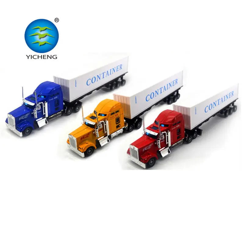 Truk Amerika 1:42 Diecast Mainan Model Gesekan Die Cast, Truk Logam dan Mainan Mobil Logam Paduan dengan Suara dan Lampu