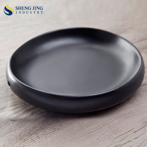 Diseño japonés Negro Placa Plato Redondo <span class=keywords><strong>Vajilla</strong></span> De <span class=keywords><strong>Gres</strong></span> Esmaltado De Color - Product Image 5