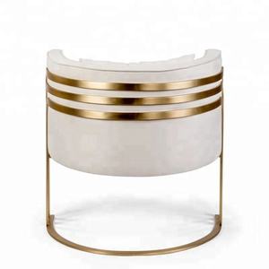 Sedia di accento in velluto bianco dal design moderno con struttura in acciaio inossidabile dorato poltrone fantasia per soggiorno hotel club cafe shop - Product Image 4