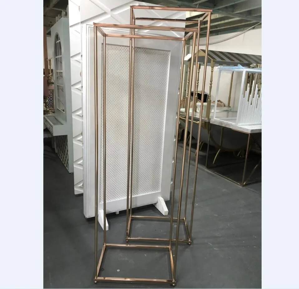 Hochzeit hoch glänzend 2 Meter Roségold Quadrat Metall Sockel Stand