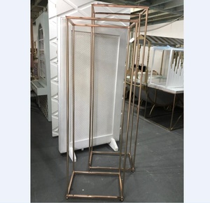 Wedding Tall Shiny 2 Meters Rose Gold Square Metal <strong>Plinth</strong> <strong>Stand</strong> - Product Image 1