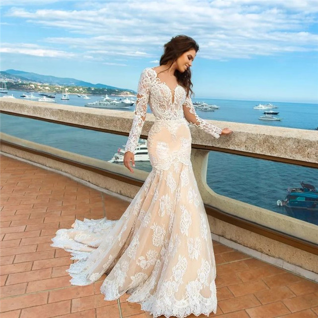 high neck low back long sleeve wedding dress Lafayette