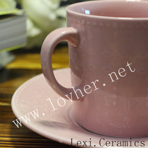 Rosa en relieve porcelana taza <span class=keywords><strong>de</strong></span> té y platillo taza <span class=keywords><strong>de</strong></span> té <span class=keywords><strong>de</strong></span> cerámica con plato <span class=keywords><strong>para</strong></span> la boda, hogar, hotel, restaurante - Product Image 5