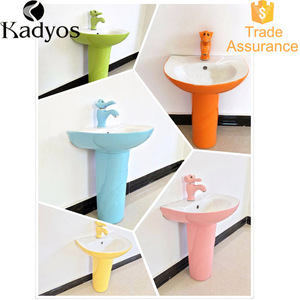 KD-K001PB salle de bain commerciale bassin de lavage des mains en céramique de petite taille articles sanitaires pour enfants évier <span class=keywords><strong>sur</strong></span> pied de couleur verte <span class=keywords><strong>sur</strong></span> le sol - Product Image 4