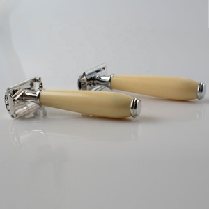 Nuevo diseño mariposa cuidado <span class=keywords><strong>de</strong></span> la piel afeitado blanco privado doble borde resina mango afeitado Metal seguridad Resoire Rasoio Barba maquinilla <span class=keywords><strong>de</strong></span> afeitar - Product Image 5