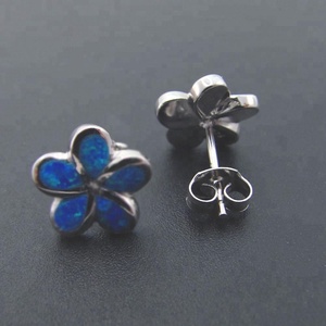 Fashion Hawaii Blue Fire <strong>Opal</strong> Flower <strong>Opal</strong> <strong>Earrings</strong> - Product Image 4