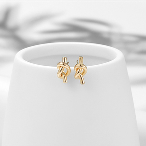 Gemnel di moda minimalista 925 in <span class=keywords><strong>argento</strong></span> placcato oro gioielli nodo perno <span class=keywords><strong>Mini</strong></span> taglio orecchino da donna - Product Image 4