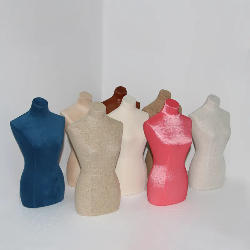 GÜNSTIGE FARBIGE STOFFE RED VINTAGE LINEN KLEINE MINI BUST MANNEQUINS