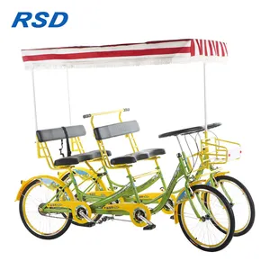 Pedicab 4 rodas para bicicleta adulto surrey, bicicleta de quatro lugares/4 lugares, parque de diversões, bicicleta sem dobrável, bicicletas de surrey