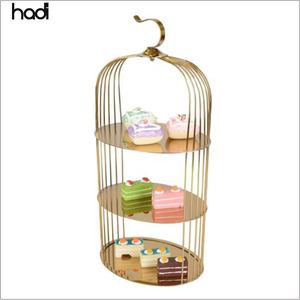 Catering süslemeleri asılı paslanmaz çelik birdcage kek standı, kuş kafesi öğleden sonra çay standı, 3 katlı kuş kafesi kek standı - Product Image 5