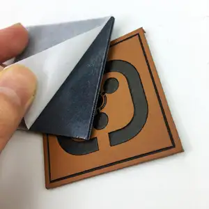 De Jeans Denim de logotipo en relieve PU cuero falso etiquetas parches con respaldo adhesivo