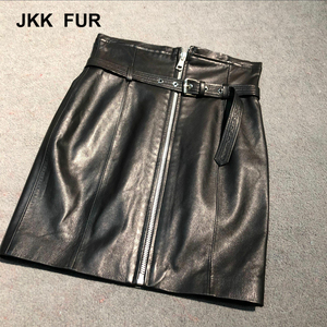 Mujeres Sexy alta cintura suave Real ovejas de cuero Mini Falda corta negro por encargo - Product Image 1