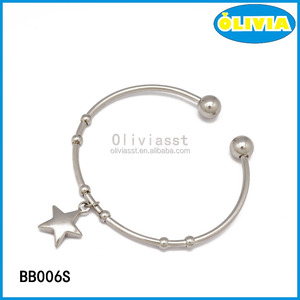Infinito de joyería de moda de acero inoxidable encanto de la estrella llanura de oro blanco brazalete pulsera - Product Image 2