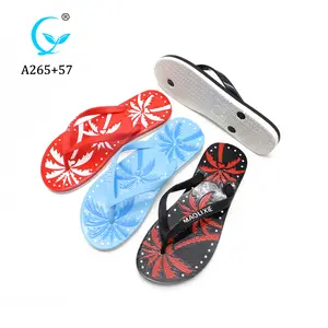 Custom 실 내용 팜 printed anti skid women 샌들 플라스틱 끈 flip 퍼/Balance slipper 슈