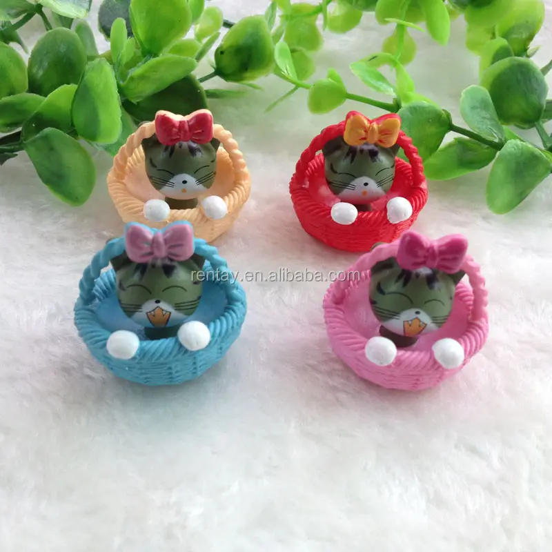 ขายส่ง30*30มม. 4ชิ้น/เซ็ตตะกร้าแมวมินิ Kawaii การ์ตูน Cabochon เรซิ่น3D ตัวอักษร