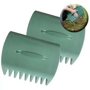 Garden Plastic Green Leaf Grabber Hand Rakes Handheld Grass Leaves Rubbish Collector