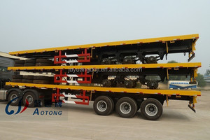 Precio bajo 3 ejes cubierta plana camión portacontenedores remolque para la venta (esqueleto chasis tipo opcional) - Product Image 6