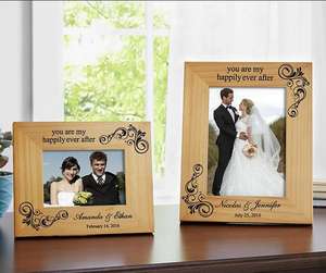 Cadre <span class=keywords><strong>photo</strong></span> en bois gravé au laser de taille personnalisée 4*6 pouces pour les mariages, souvenir parfait - Product Image 2