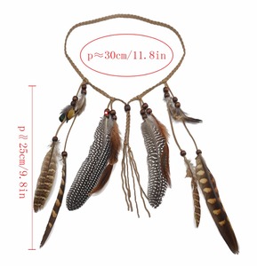 <span class=keywords><strong>Diadema</strong></span> Bohemia con <span class=keywords><strong>Plumas</strong></span>, <span class=keywords><strong>Diadema</strong></span> Hippie para Mujer, Accesorios Hippies, Accesorios para el Cabello Indios para Disfraces - Product Image 6