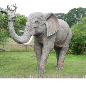 Outdoor large resin animal sculpture fiberglass elephant status with baby statues for sale