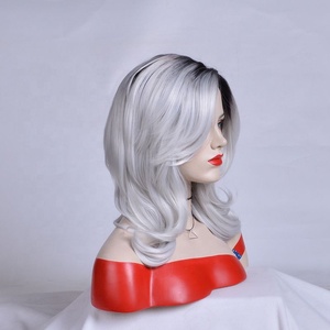 <span class=keywords><strong>Parrucca</strong></span> Popolare Grigio Scuro in Capelli Sintetici, Senza Elastico, Lunga, Colore Nero Naturale 1B/Grigio, Resistente al Calore, da <span class=keywords><strong>Donna</strong></span> - Product Image 4