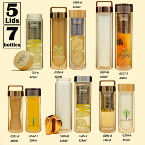 GS07 — <span class=keywords><strong>infuseur</strong></span> en <span class=keywords><strong>verre</strong></span> borosilicate avec couvercle en bambou, 480ML, 100% sans BPA, <span class=keywords><strong>bouteille</strong></span> à thé à Double paroi - Product Image 3