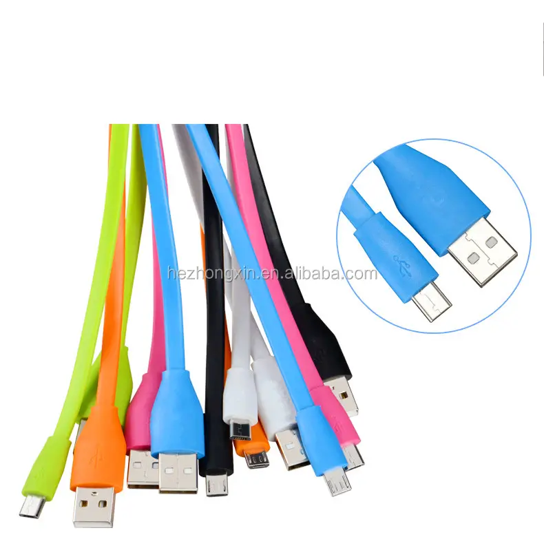 high quality noodles flat durable usb data cable for Android mobile phone colorful usb data line