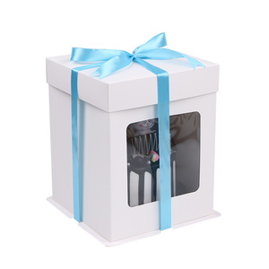 White Cardboard Paper Foldable Food Grade <strong>Balloon</strong> Cake <strong>Boxes</strong> with Window Cake Packaging Food &amp; Beverage Packaging Paper - Product Image 1
