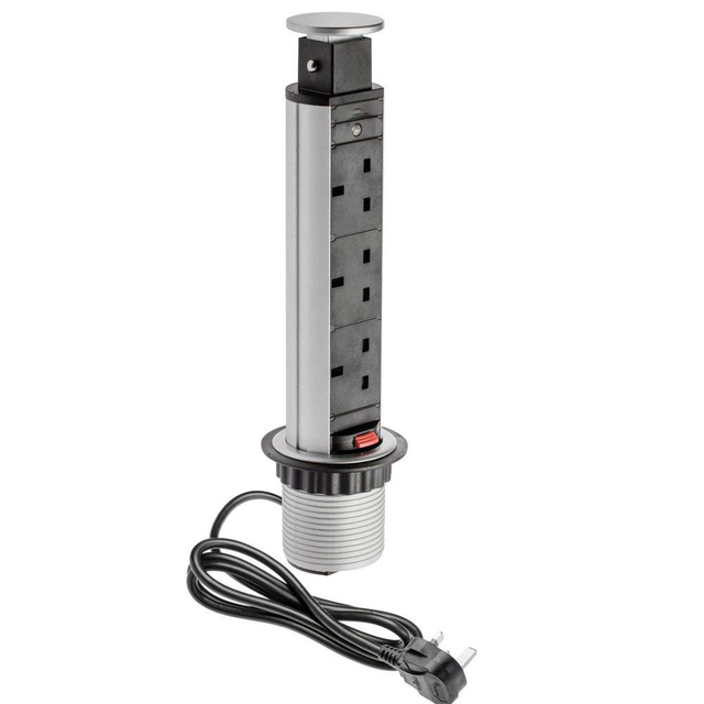 Manual Raising up 3UK Power Outlets Pull Pop up Desktop Socket for Kitchen with Indicator Light