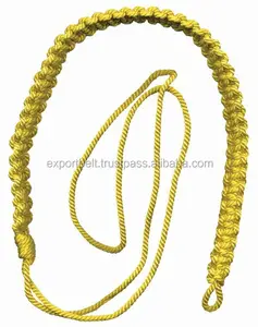 Cordón de silbato uniforme de poliéster y viscosa de algodón de seda personalizado con gancho de Metal amarillo escarlata blanco desfile suministro de cordones de hombro - Product Image 5