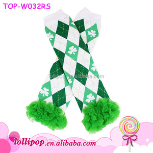In Magazzino Bambino Shamrock Trifoglio Quadrifoglio Scaldamuscoli Little Girl Modello Top 100 di Lavoro A Maglia St Patricks Day Scaldamuscoli Per I Bambini - Product Image 3