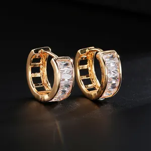 RAKOL EP504 925 silver color hollow metal cubic zirconia jewelry crystal cartilage earring decoration shape earrings