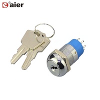 Interruptor de Llave de 19 mm, 3 Posiciones (ENCENDIDO)-APAGADO-(ENCENDIDO), Interruptor Eléctrico con Bloqueo de Llave