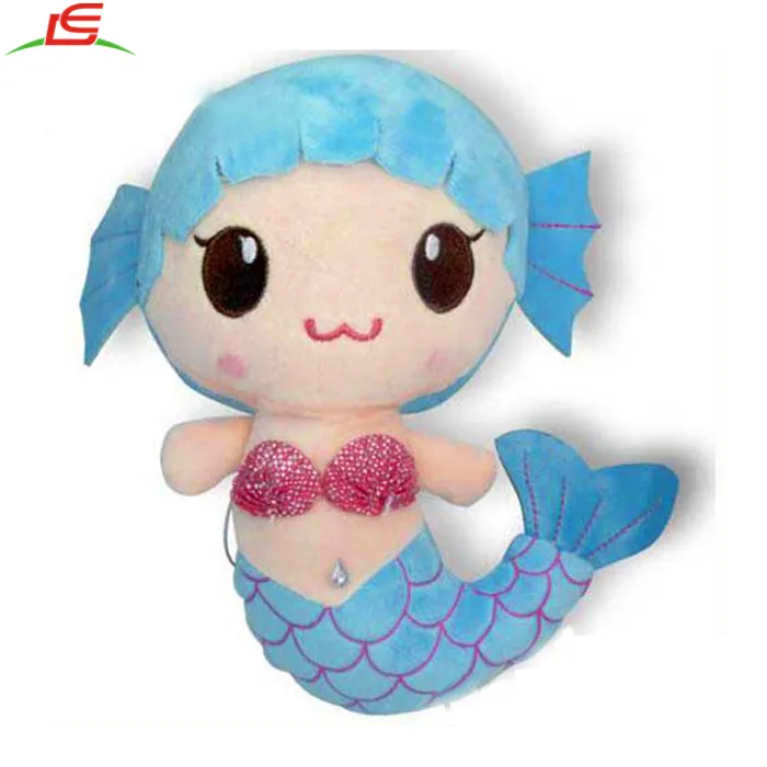 Blue Little Mermaid Baby Girl Cute Doll peluche morbido nuovo