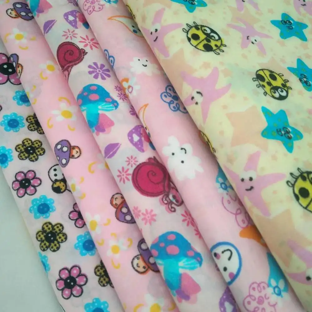 polyester cotton material and printed pattern TC fabric100gsm weight for kids