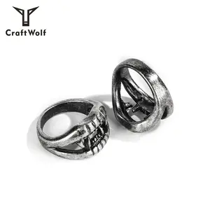 Craft Wolf Vampire Men Acero inoxidable antiguo plateado estilo chino calavera anillo <span class=keywords><strong>de</strong></span> racimo para la fabricación <span class=keywords><strong>de</strong></span> joyas DIY - Product Image 2
