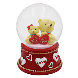 حار بيع عيد الحب DIY تذكارية الموسيقية على أساس الراتنج كرة الثلج مخصص الأبيض الملاك زجاج ثلجي يحمل بداخله الكرة الأرضية مع الصمام - Product Image 5