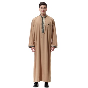 Di alta Qualità Musulmano Uomo Abaya Collare Del Basamento Turco Caftano Robes Abbigliamento Islamico Dubai Thobe - Product Image 1