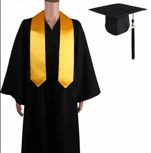 Wholesale high school colleague school Black Matte Graduation gown and cap stole