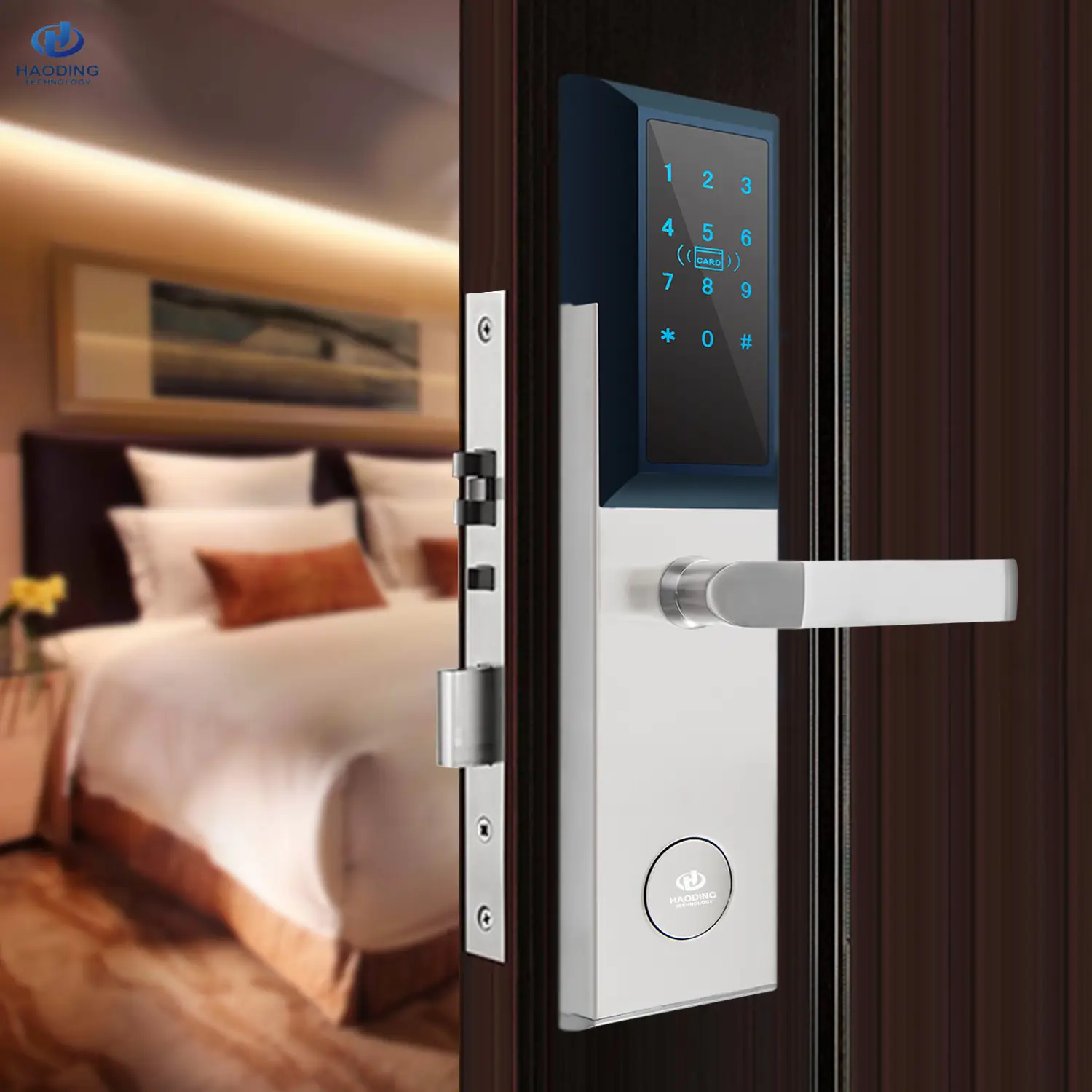 قفل الباب الذكية قفل أمان للأبواب الإلكترونية الرقمية قفل باب مع مقابض