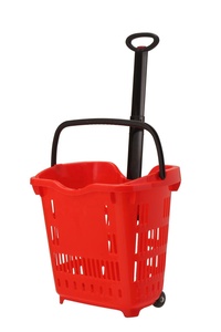 접이식 슈퍼마켓 플라스틱 롤링 쇼핑 바구니 - Product Image 4