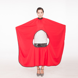 Vinnie100 % pongee polyester usine de gros capes de barbier avec fenêtre cape de barbera avec fenêtre en <span class=keywords><strong>PVC</strong></span> pour fournitures de barbier - Product Image 3