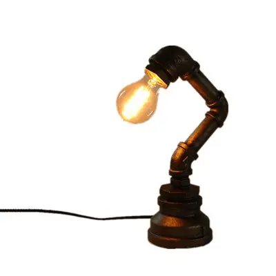 Lámpara de mesa Robot Industrial de hierro forjado de tubo rústico negro Vintage
