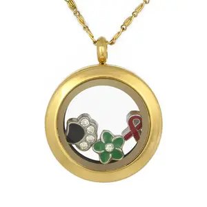 25 millimetri e 30 millimetri Rotondo di Vetro Locket di Galleggiamento Produttore Argento Oro Medaglione di Vetro