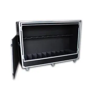 Aangepaste Aluminium Gitaar Flightcase Voor 8 Instrumenten Met Wielen Voor Carry