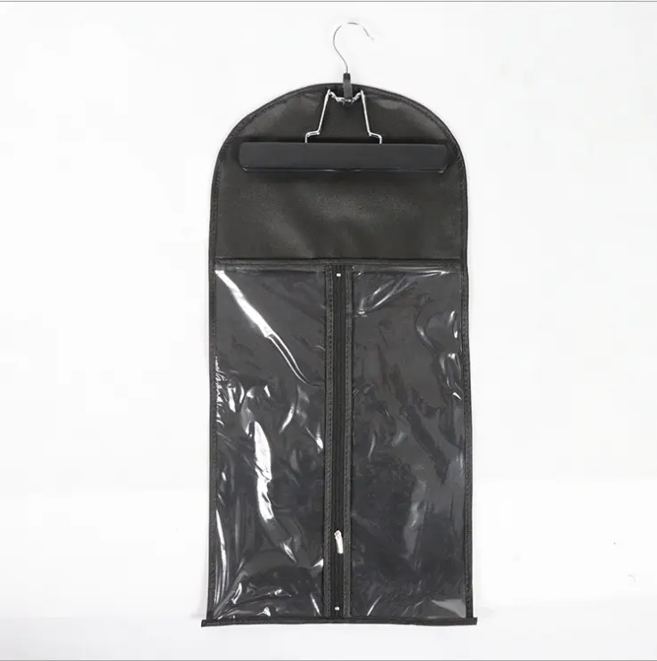 Clean Pvc Extension Packaging Bags Wig Garment Storage Bag For Hair With Wooden Hanger
