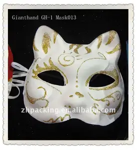 Masque de chat blanc et or en plastique
