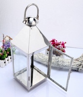 Grand bougeoir en verre en acier inoxydable personnalisé pour jardin Ensembles de lanternes de mariage Décoration de Noël funéraire décorative Lanternes en or