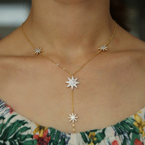 Collana Lunga con Ciondolo a Stella Sexy a Forma di Y in Ottone con Catena Placcata Oro o <span class=keywords><strong>Argento</strong></span> per Donne Matrimonio Anniversario - Product Image 3