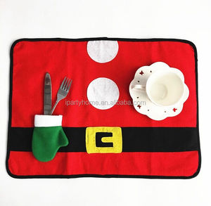 <strong>Christmas</strong> and New Year <strong>Round</strong> <strong>Tablecloth</strong> and Mat Decoration Felt Home Usage Supplies Model Shaped Packaged in Bags - Product Image 3